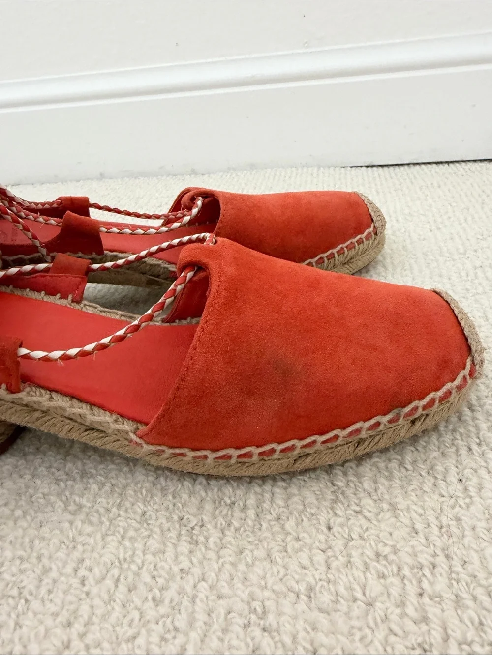 Tory Burch Orange Suede Lace-Up Espadrilles - Women Sz 9.5 - Picture 6 of 8